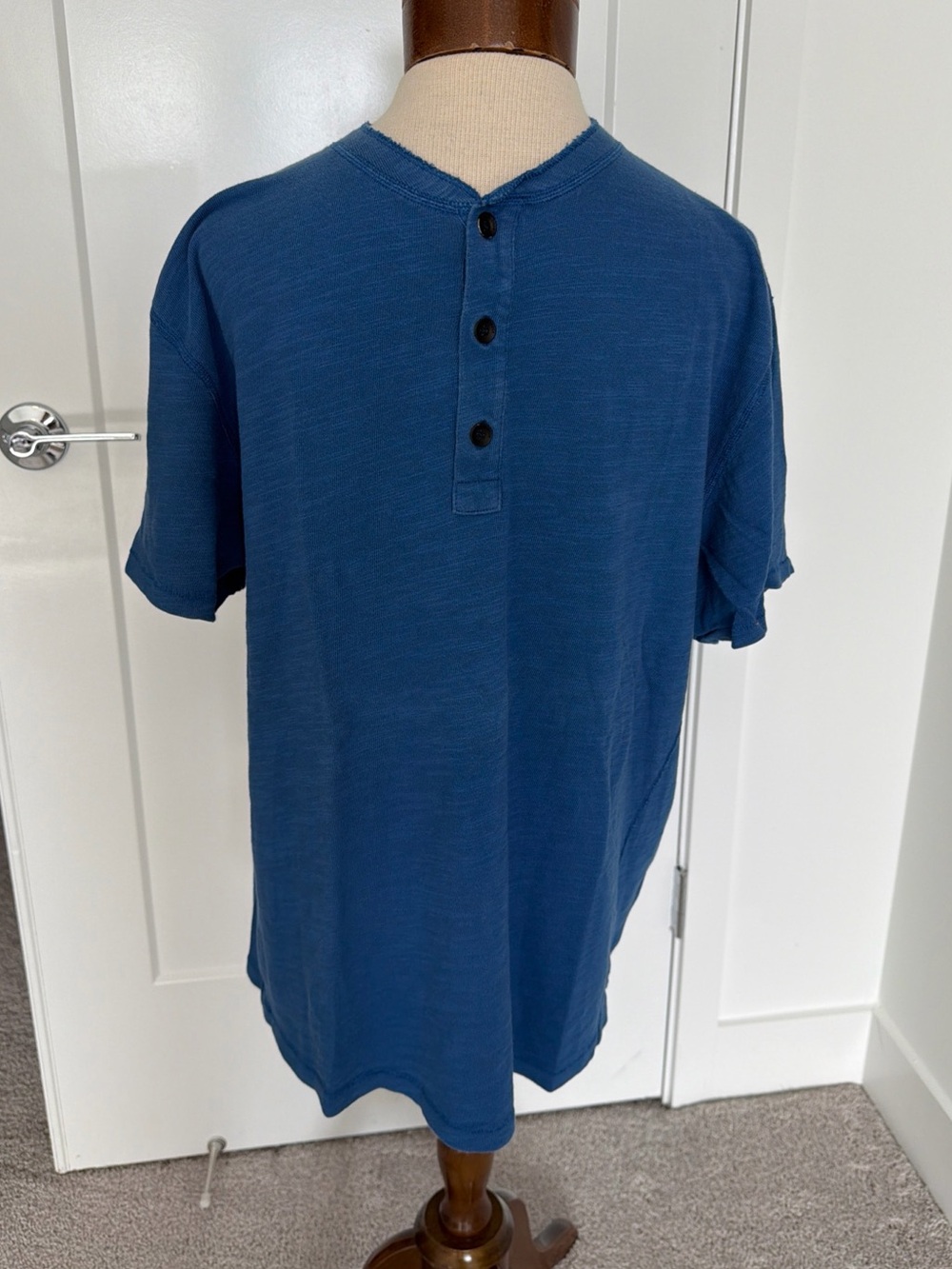 Rag & Bone Henley Short Sleeve T-Shirt Blue Solid Button Men’s Size XL
